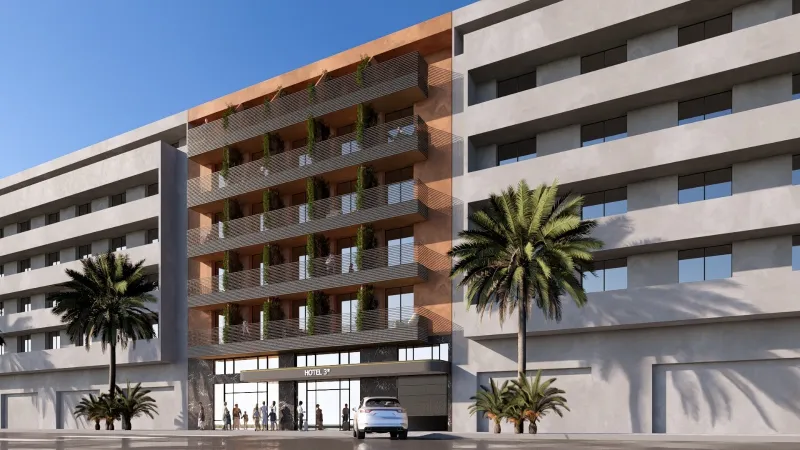 Projet d'hôtel 3 étoiles de 45 chambres en R+5 à Guéliz, Marrakech